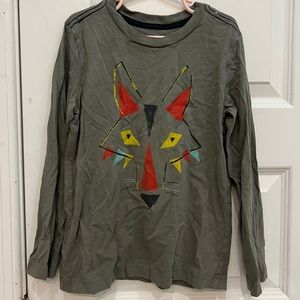 Tea Collection Wolf Graphic long sleeve tee size M 6/7